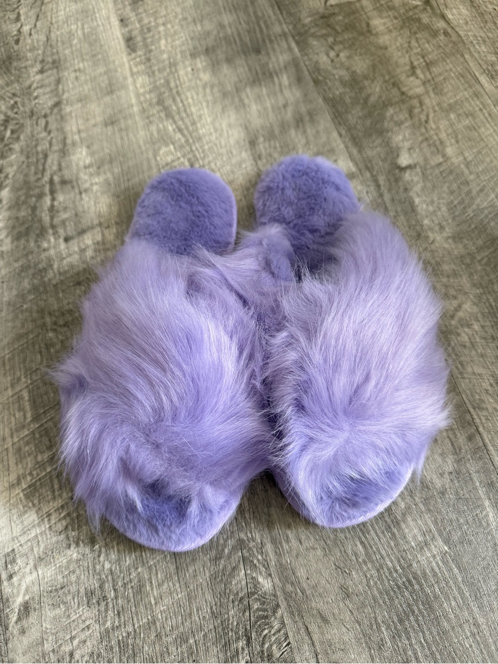 Savage x Fenty Lavender Faux-Fur Fluffy Slide Slippers Small